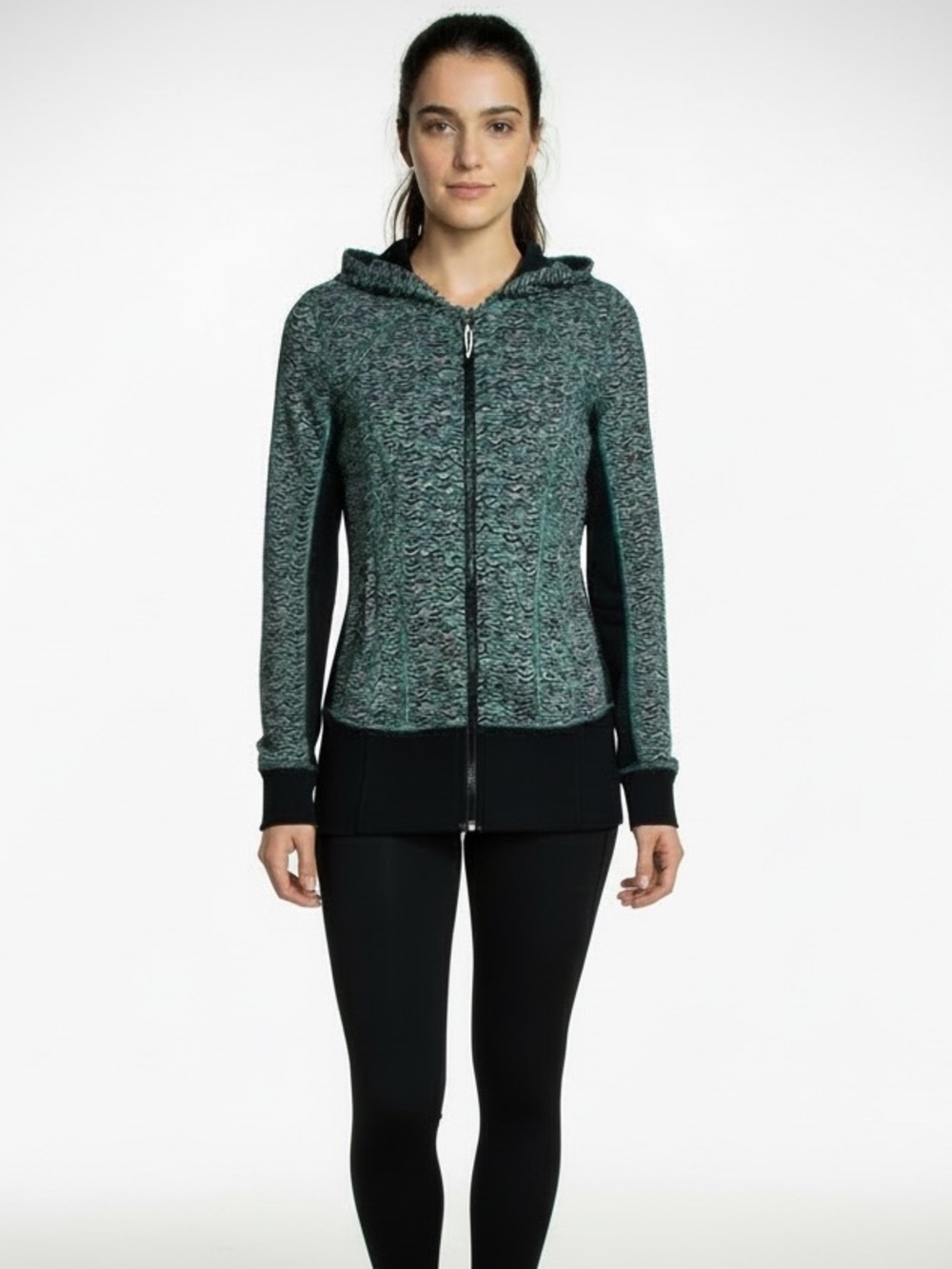Lululemon Daily Practice Jacket Spacebone Sea Mist Green Black Hooded Full Zip